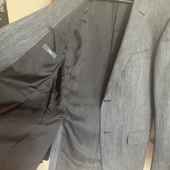 Zegna Mens 181CG0 Drop 8 Slim Fit Jacket 50r. Black with silver vertical stripes - Picture 3 of 8